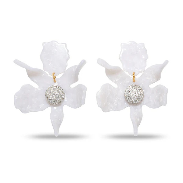 MOTHER OF PEARL CRYSTAL LILY EARRINGS | LELE SADOUGHI