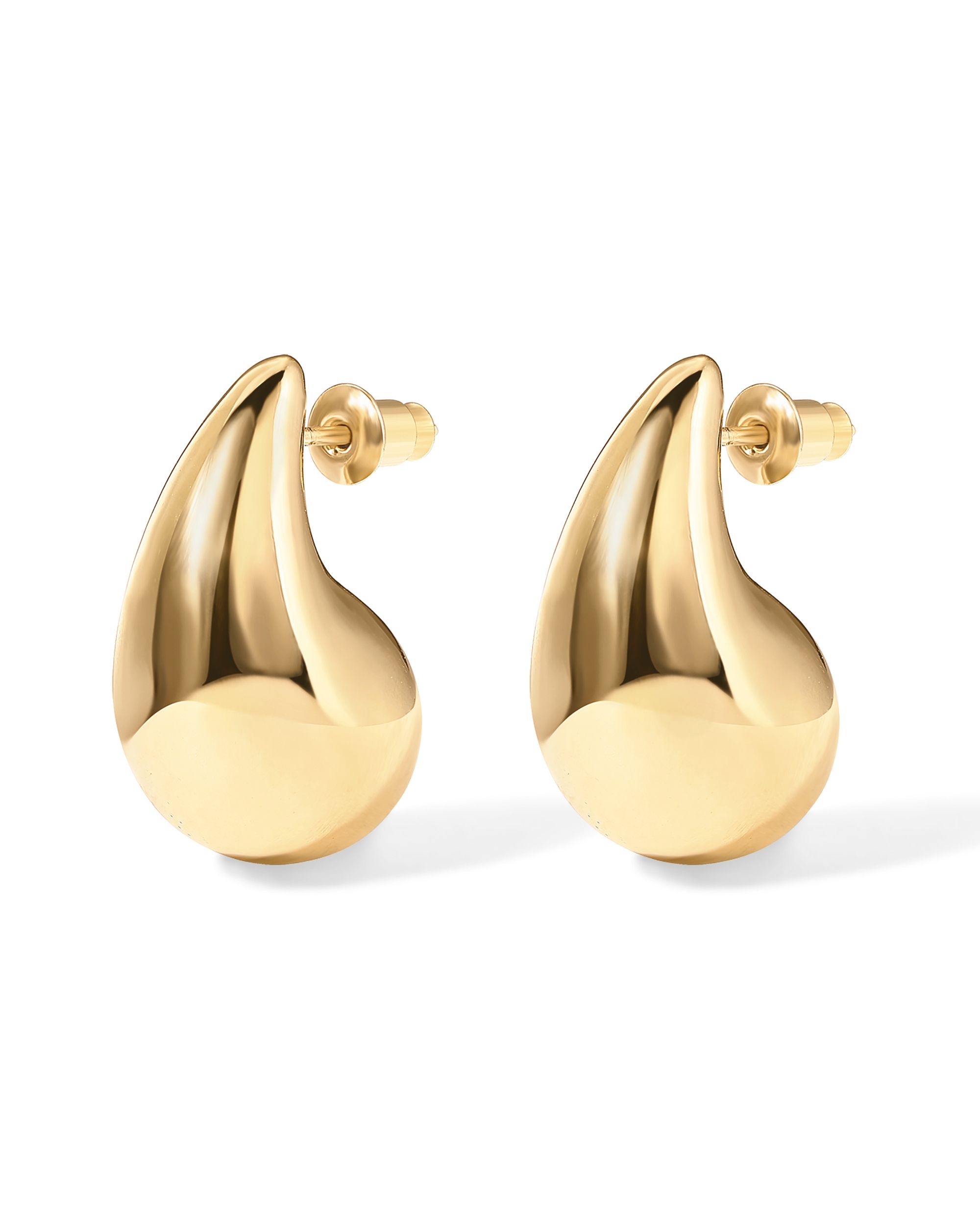 PAVOI 14K Gold Plated 925 Sterling Silver Post Teardrop Chunky Hoop Earrings | Lightweight Drop Y... | Walmart (US)