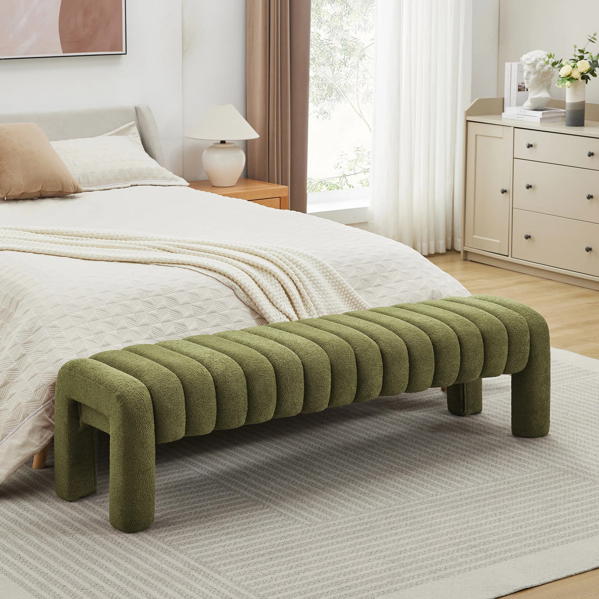 Oyan 43"or 63"W Channel Tufted Upholstered Bedroom Bench | Wayfair North America