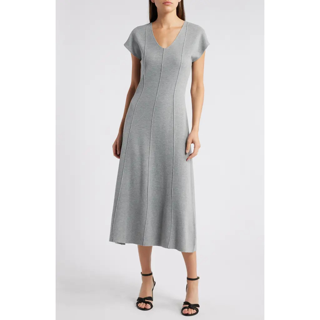 ZOE AND CLAIRE Short Dolman Sleeve Midi Sweater Dress in Heather Grey at Nordstrom, Size Large | Nordstrom