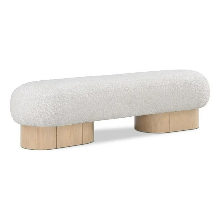 Meridian Furniture Robertson Cream Boucle Fabric Bench | Walmart (US)