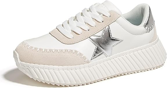 LUCKY STEP Women's Star Platform Sneakers Fashion Chunky Retro Trendy Casual Tennis Running Train... | Amazon (US)