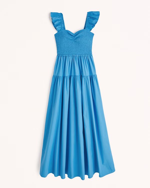 Women's Ruffle Strap Smocked Maxi Dress | Women's New Arrivals | Abercrombie.com | Abercrombie & Fitch (US)