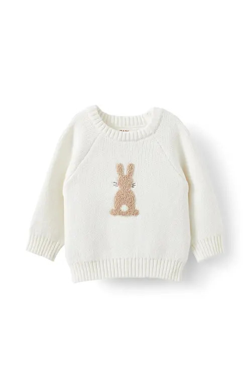 Cotton On Kids Organic Raglan Knit Sweater in Milk Bunny at Nordstrom, Size 0-3M | Nordstrom