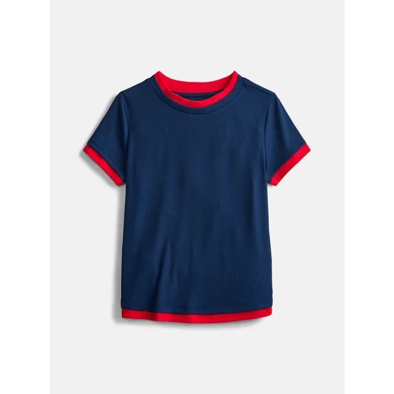 Weekend Academy Girls Layered Tee with Short Sleeves, Sizes 4-18 | Walmart (US)