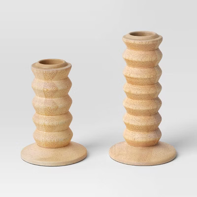 2pk Wood Taper Candle Holder Natural Wood - Room Essentials™ | Target