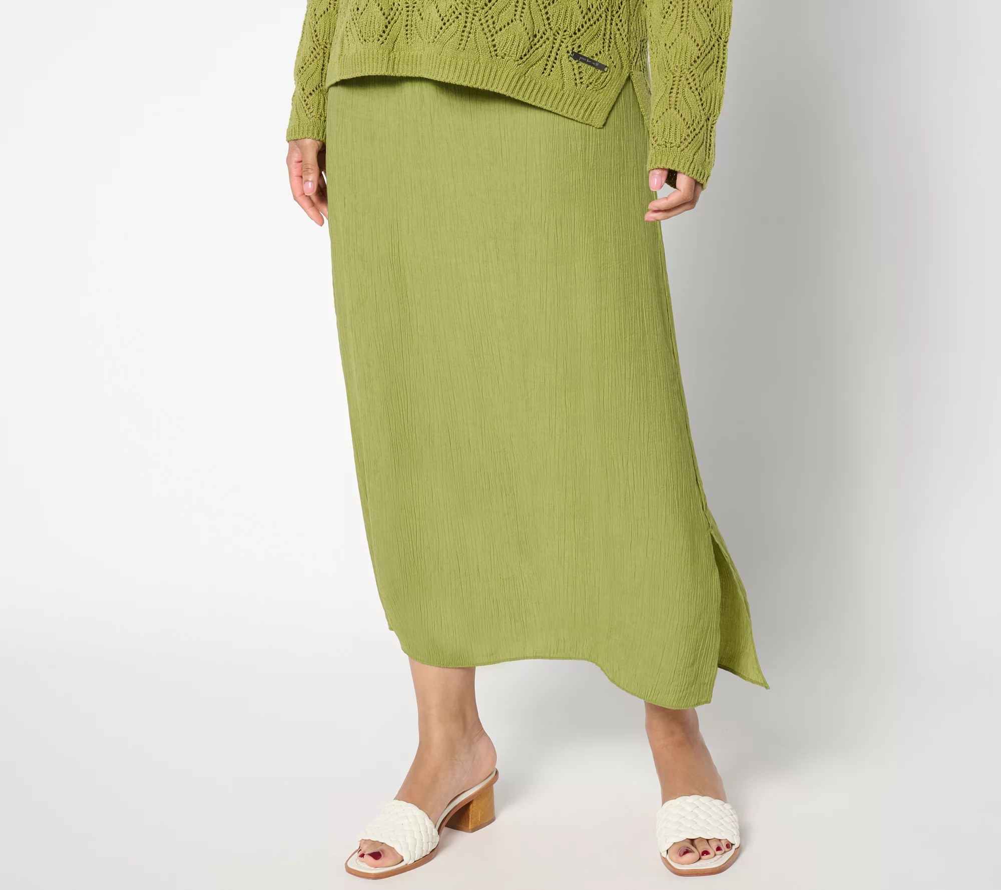 Peace Love World Regular Crinkle Satin Pull-On Skirt - QVC.com | QVC