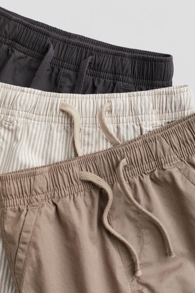 3-pack Cotton Shorts - Beige/striped - Kids | H&M US | H&M (US + CA)