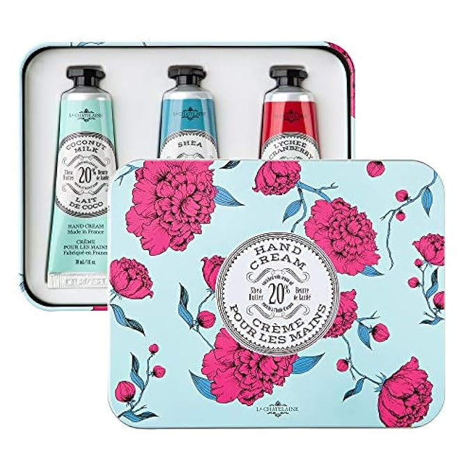 La Chatelaine 20% Shea Butter Hand Cream Tin Gift Set Aqua with Organic Argan Oil, Hydrating, Nouris | Amazon (US)