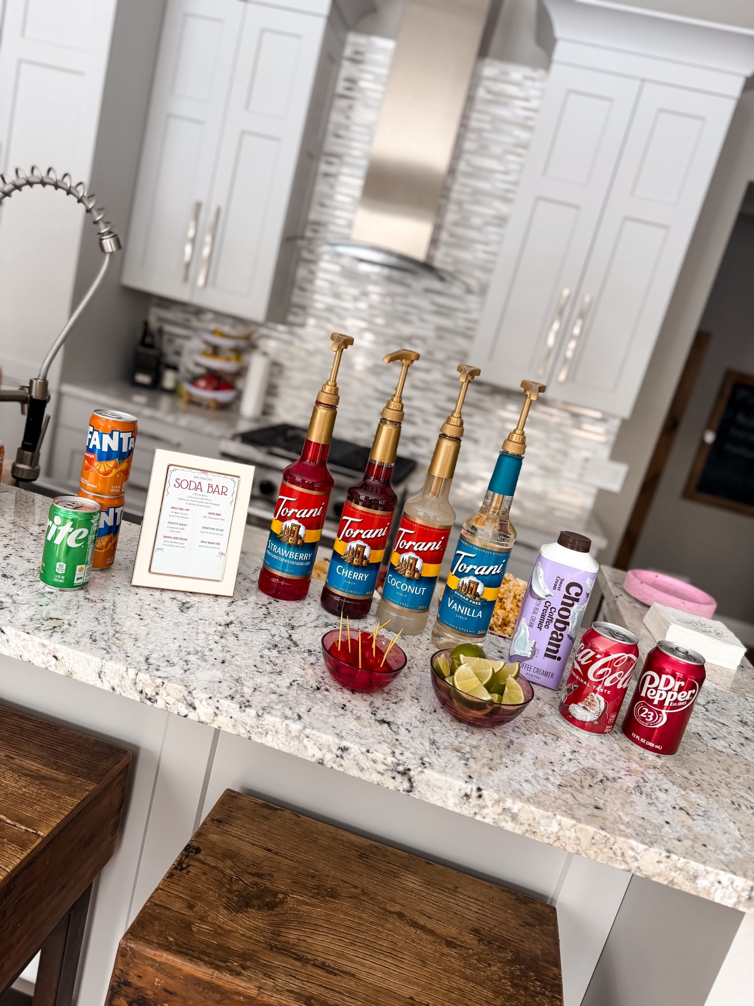 Dirty soda bar for a girls holiday party DIY dirty sodas