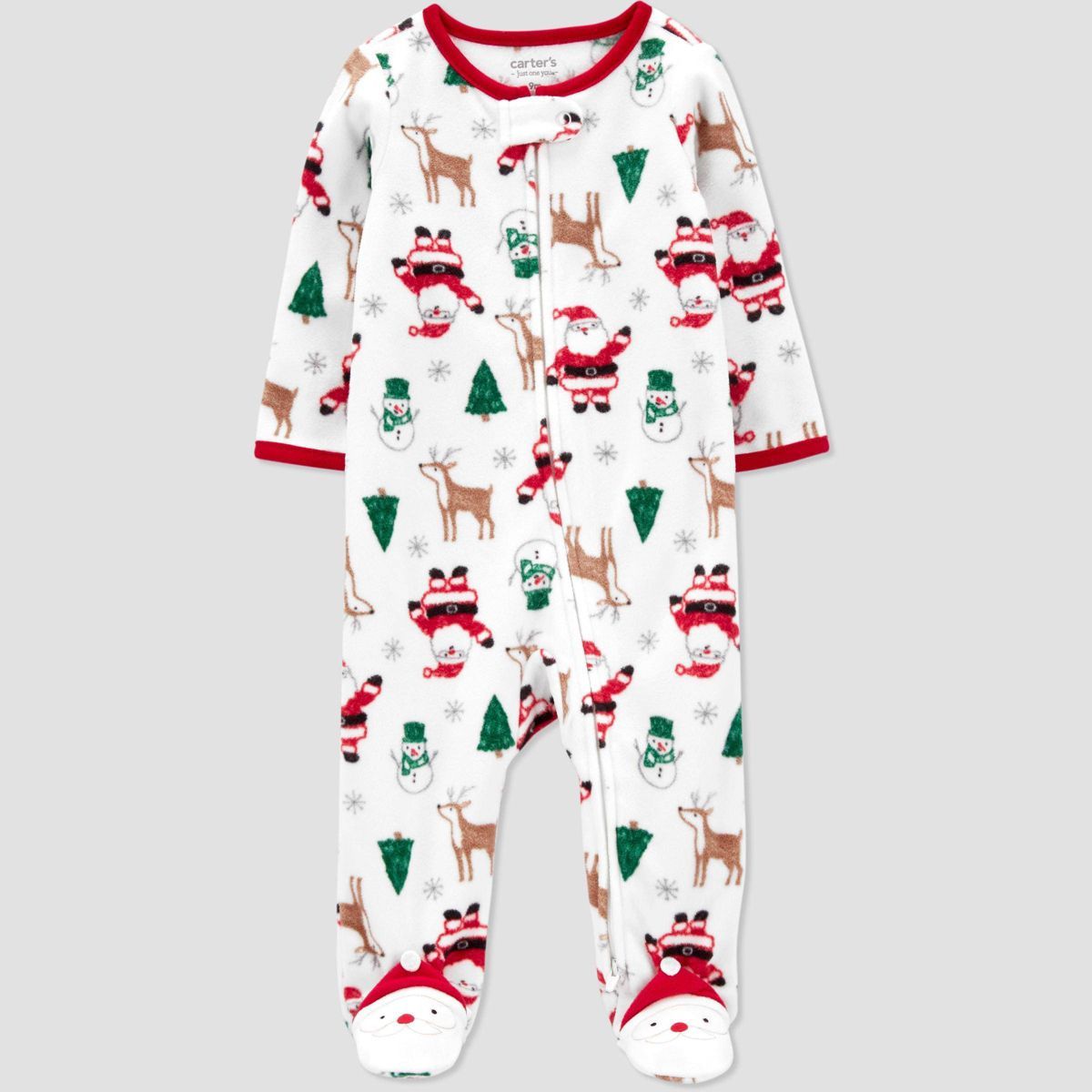 Carter's Just One You®️ Baby Santa Christmas Fleece Fleece Footed Pajama - White | Target