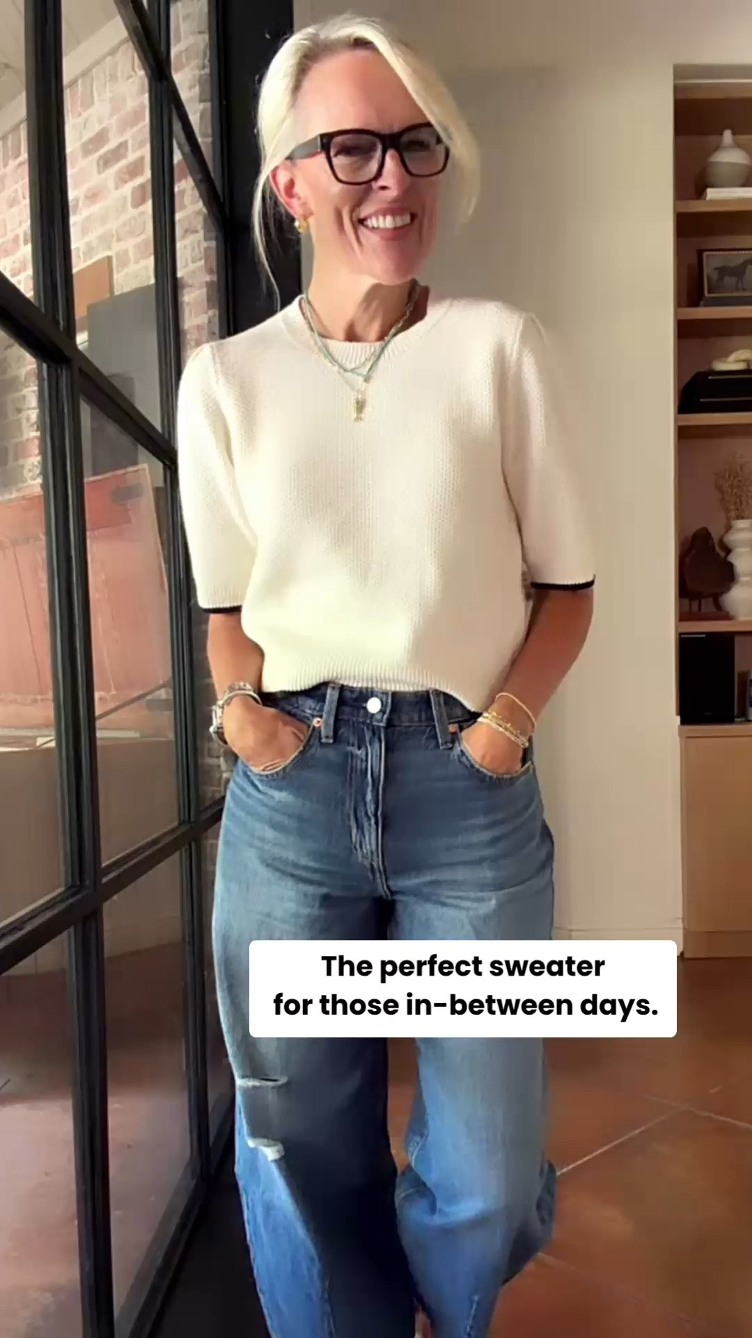 This is the kind of sweater I love for those in-between days. It’s lightweight enough that I don’t feel bundled up, but the textured knit and short puff sleeves make it feel a little more special than a basic sweater. I paired it with jeans here, but I can see this working just as easily with shorts or trousers. Perfect for coffee, errands, lunch, or a casual dinner. 🤍

💡 LTK MADE EASY
❤️ Heart = Support my posts!
🔖 Save = Get sale & restock alerts
📋 Lists = Keep favorites organized
📲 Share = Send lists and products to a friend. Hello, Christmas List!
💬 Comment = Ask me anything about what I’m wearing.:-)

#LTKootd #LTKTravel #LTKOver40