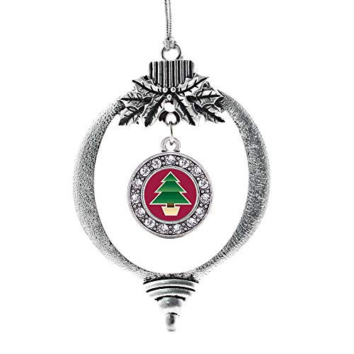 Inspired Silver - Holiday Tree - Silver Christmas Ornament - Circle Charm Christmas Tree Ornament with Cubic Zirconia - Holiday Hanging Decoration | Amazon (US)