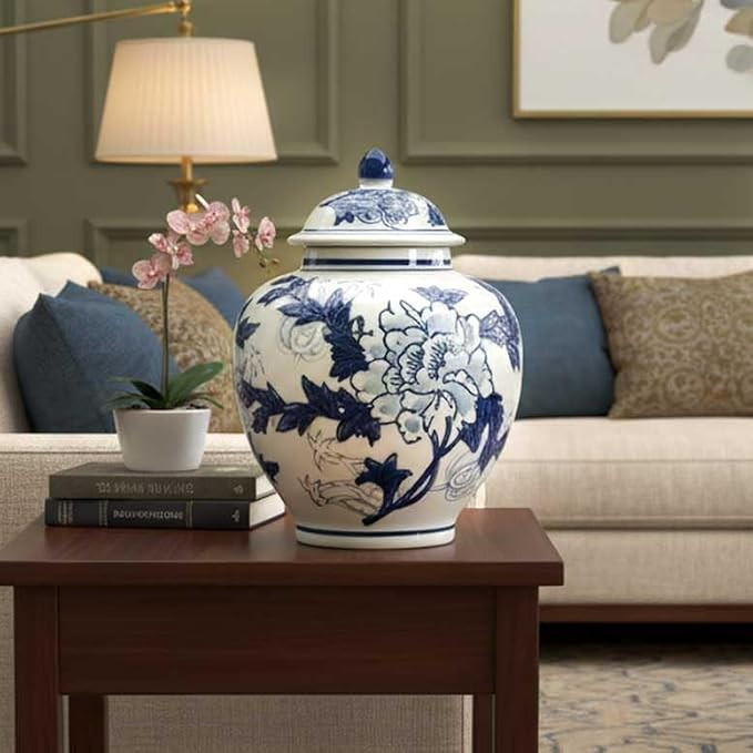 Galt International Blue & White China Floral Chinoiserie Ginger Jar 10" with Lid - Ginger Jar, Te... | Amazon (US)