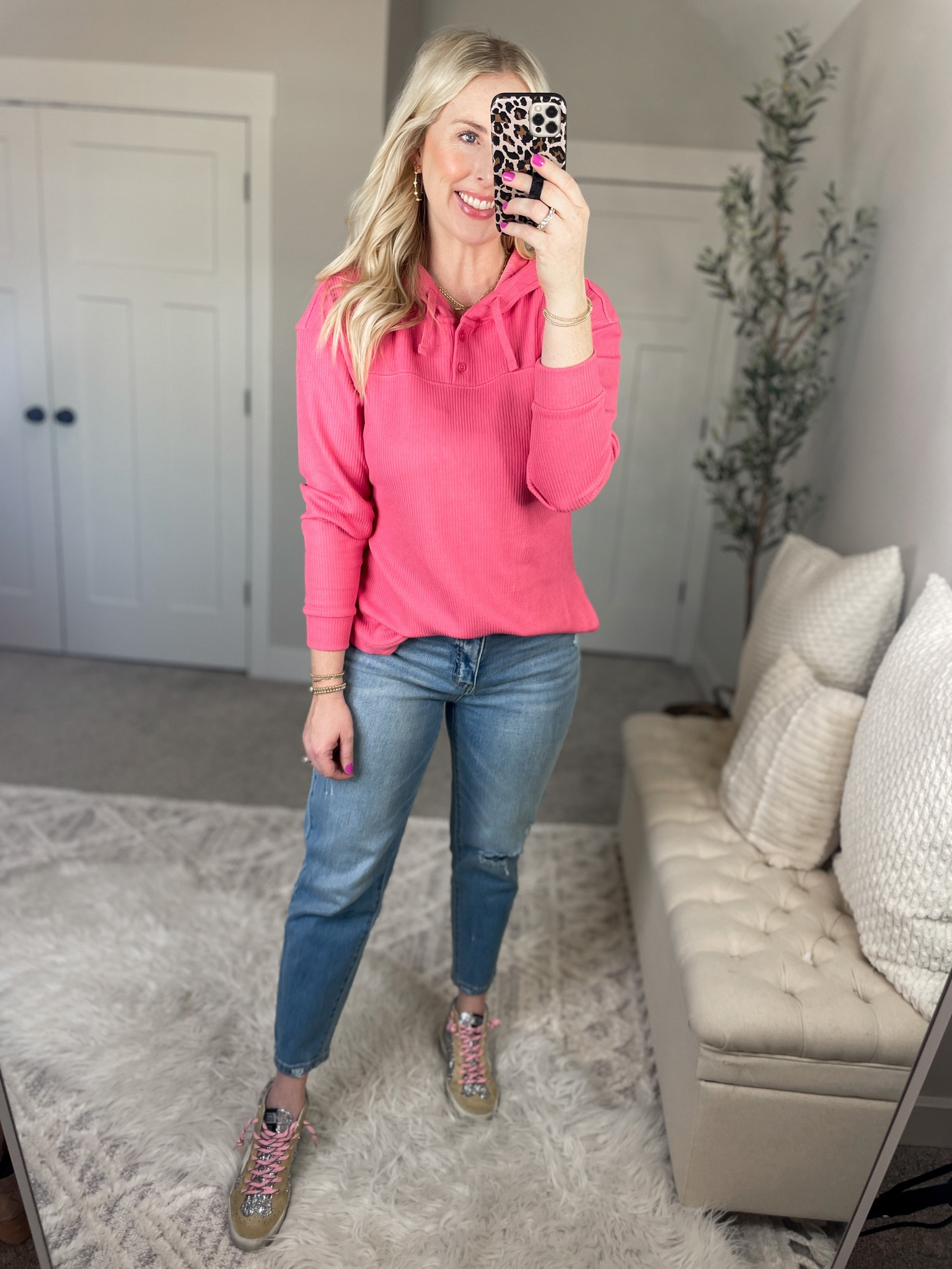 Weekend Walmart wins try on 
Pink Henley hoodie- medium 

#LTKunder50 #LTKFind #LTKstyletip