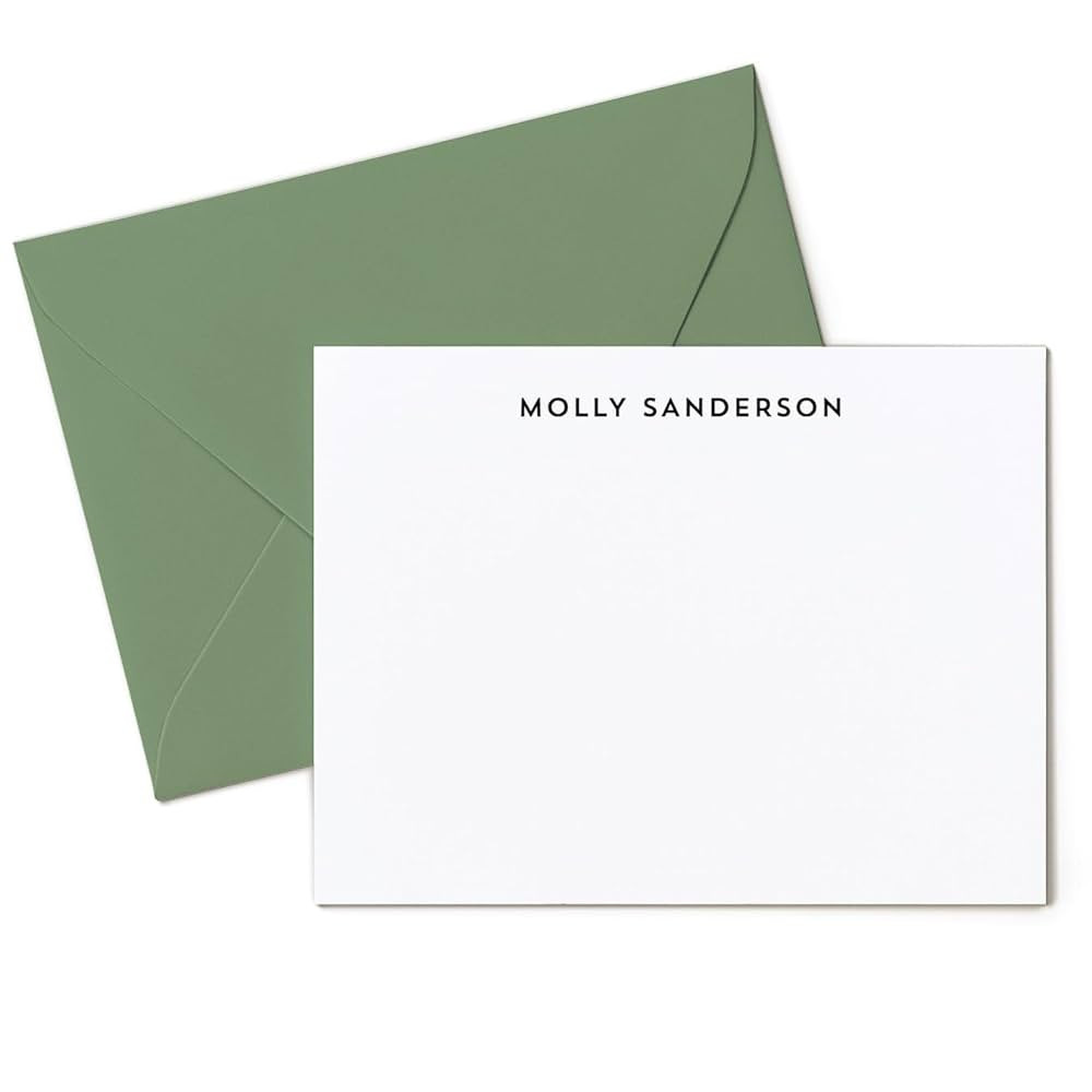 Personalized Stationery Flat Notecards w/Envelopes (A2 & A7) - Block Print Flat Cards and Envelop... | Amazon (US)