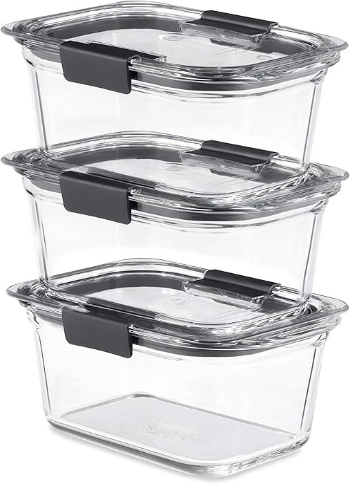 Rubbermaid Brilliance Glass Storage 4.7-Cup Food Containers with Lids Set of 3 Clear | Amazon (US)