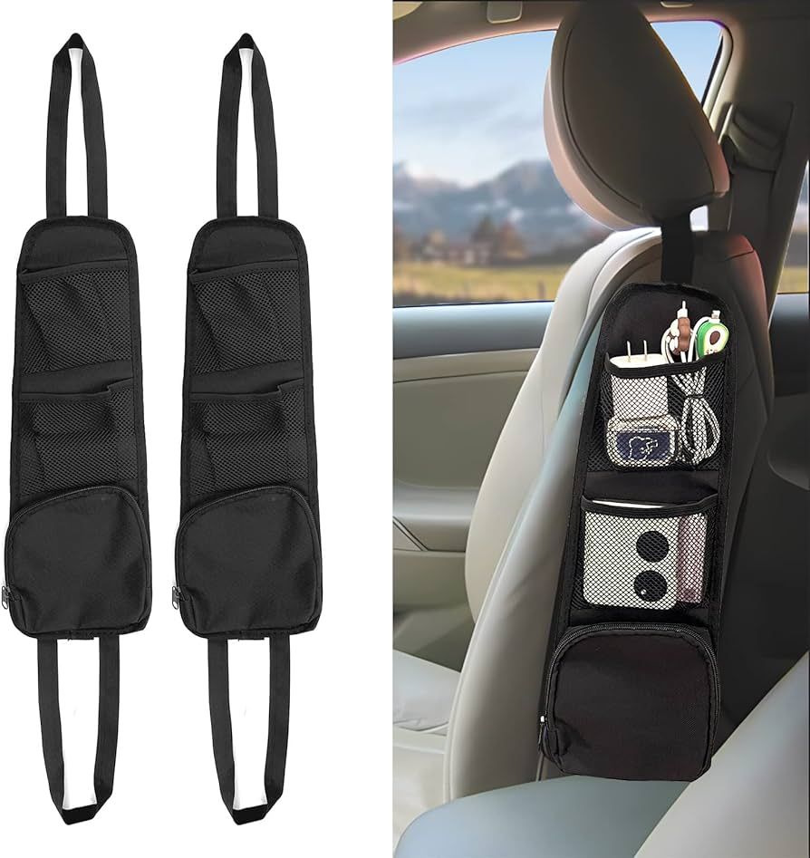 2PCS Car Seat Storage Hanging Bag, Multi-Pocket Seat Side Organizer, Multifunctional Mesh Net Poc... | Amazon (US)