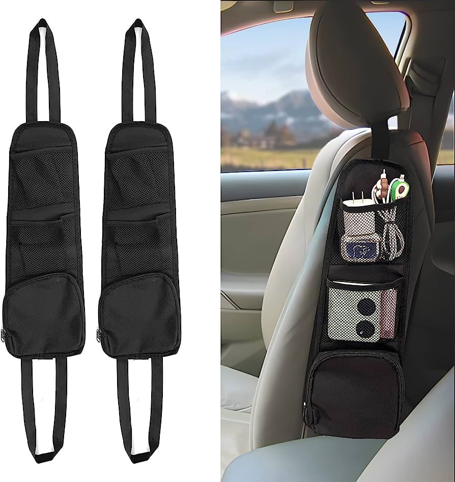 2PCS Car Seat Storage Hanging Bag, Multi-Pocket Seat Side Organizer, Multifunctional Mesh Net Poc... | Amazon (US)