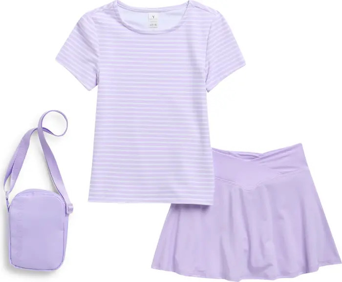 YOGALICIOUS Kids' Lux Bloom T-Shirt, Skirt & Crossbody Bag Set | Nordstromrack | Nordstrom Rack