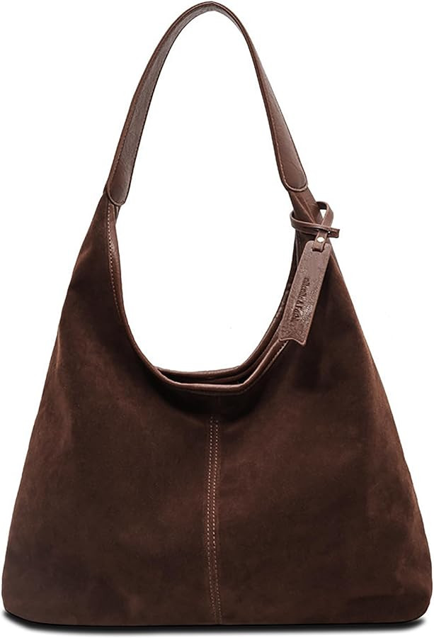 Leather Hobo Bags for Women Brown Purses Suede Purse Slouchy Tote Bag Suede Tote Bag Fall Winter ... | Amazon (US)