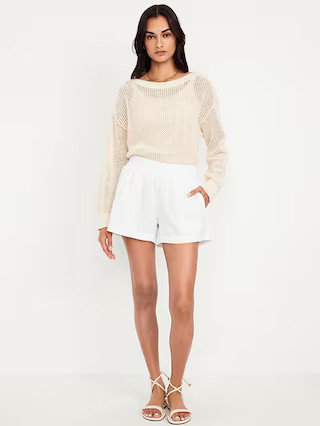 High-Waisted Linen-Blend Pull-On Shorts -- 3.5-inch inseam | Old Navy (US)