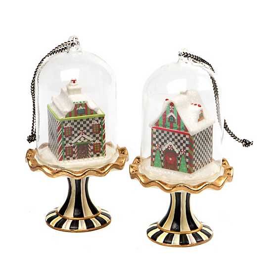 Candy Cottage Cloche Ornaments - Set of 2 | MacKenzie-Childs