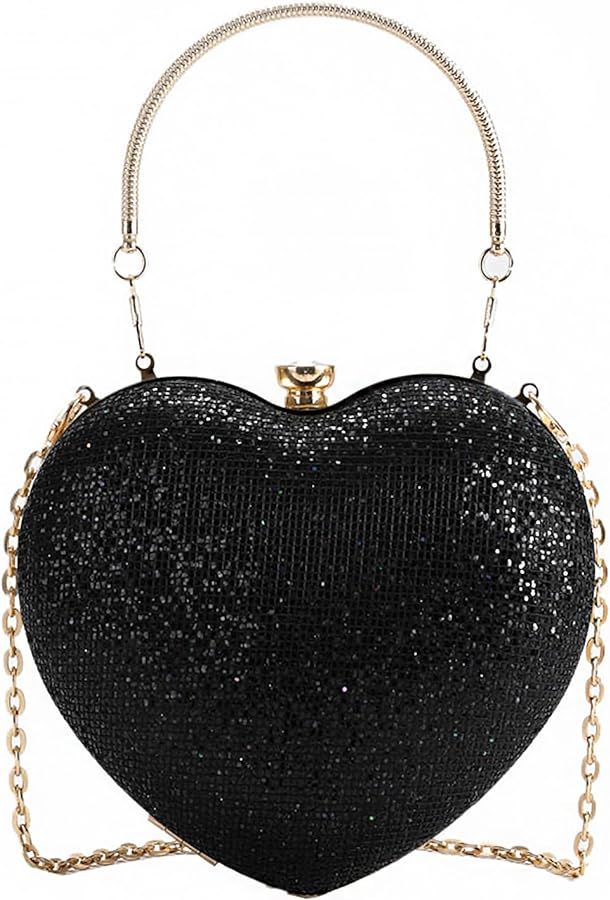 pfoosnd Sparkly Clutch Purses for Women Formal Clutch, Heart Shape Evening Bag, Purse Handbag for... | Amazon (US)