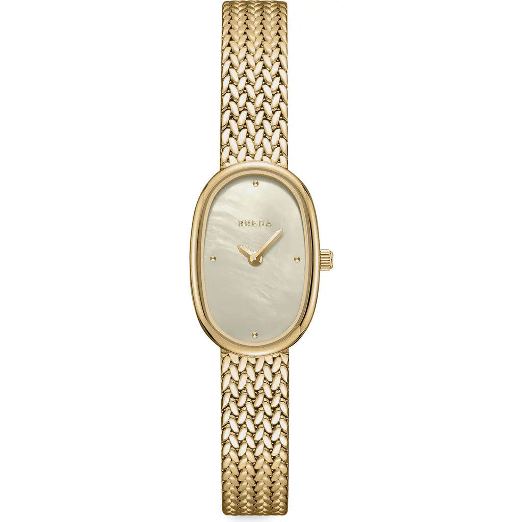 BREDA Jane Tethered Mesh Strap Watch, 18mm in 18K Gold at Nordstrom | Nordstrom