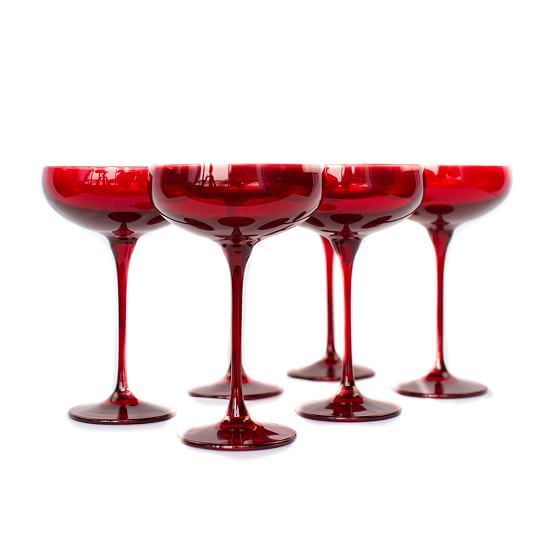 Estelle Colored Glass Champagne Coupe, Red | West Elm (US)