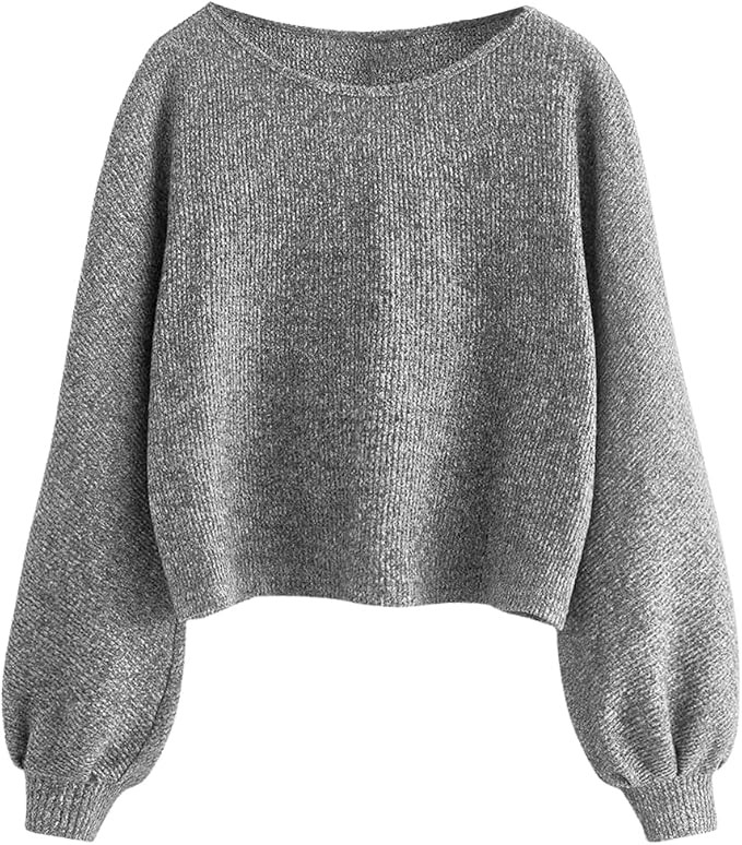 SweatyRocks Women's Casual Solid Ribbed Knit Raglan Long Sleeve Crop Top T Shirt | Amazon (US)