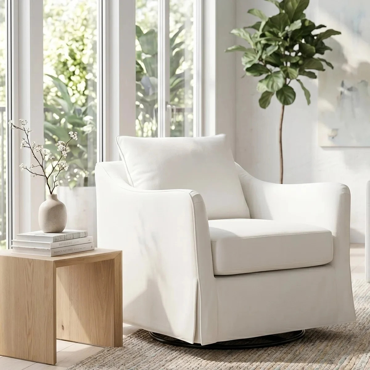 Moody Slipcover Swivel Armchair | Wayfair North America