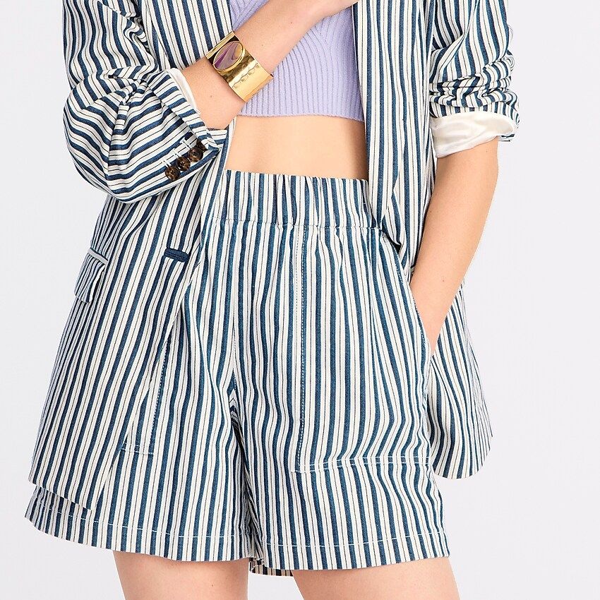 Patch-pocket pull-on short in stripe | J.Crew US