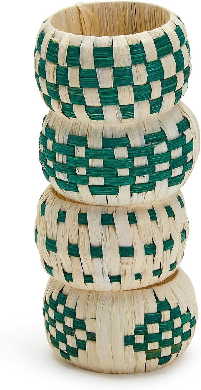 Two's Company Woven Garden Set of 4 Napkin Rings - Raffia/Cane/Plastic | Amazon (US)
