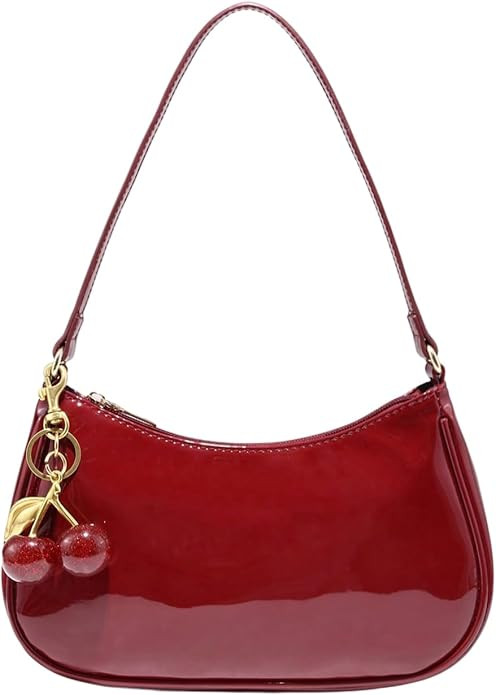 Women's PU Leather Shoulder Bag Zipper Top Shoulder Purse Cute Underarm Bag | Amazon (US)