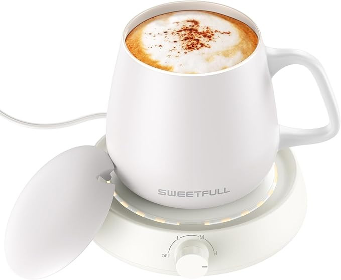 SWEETFULL Mug Warmer for Coffee and Tea Coffee Mug Warmer Set W/Mug and Lid Coffee Warmer As Coff... | Amazon (US)