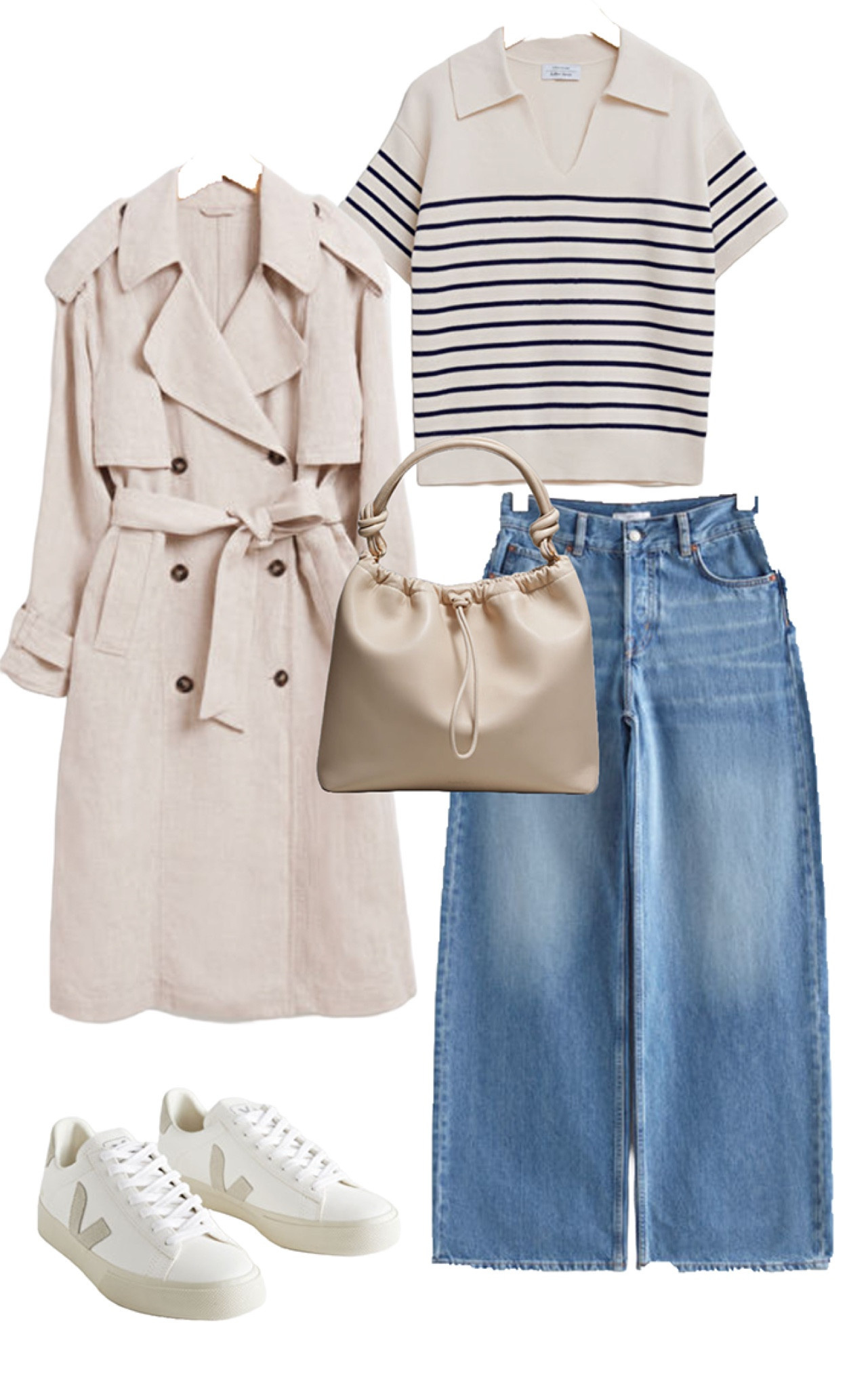 Outfits for days out capsule wardrobe. #widelegjeans #trenchcoat #trench #breton #bretontop #veja 

#LTKstyletip #LTKover40 #LTKeurope