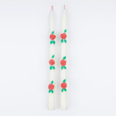 Meri Meri Rose Taper Candles (Pack of 2) | Target