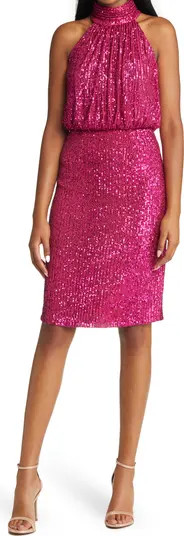 Eliza J Sequin Mock Neck Cocktail Dress | Nordstrom | Nordstrom