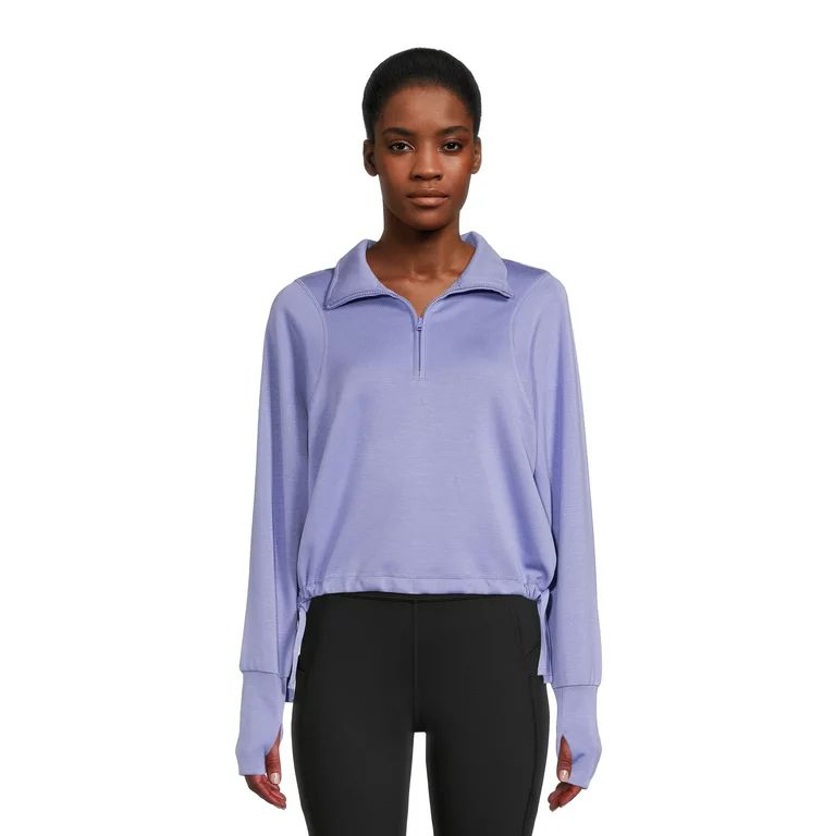 Avia Women's Quarter Zip Active Pullover Top With Thumbhole Cuffs | Walmart (US)