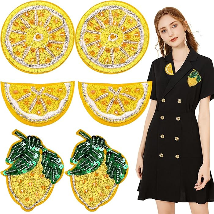 6 PCS Lemon Beaded Patches Lemons Fruit Embroidered Patch Fruits Embroidered Sew On Patch Rhinest... | Amazon (CA)