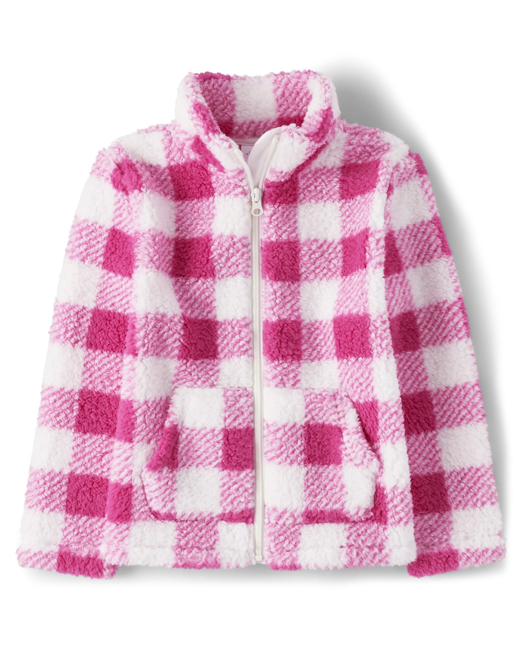Girls Print Sherpa Zip-Up Jacket - pink glow | The Children's Place