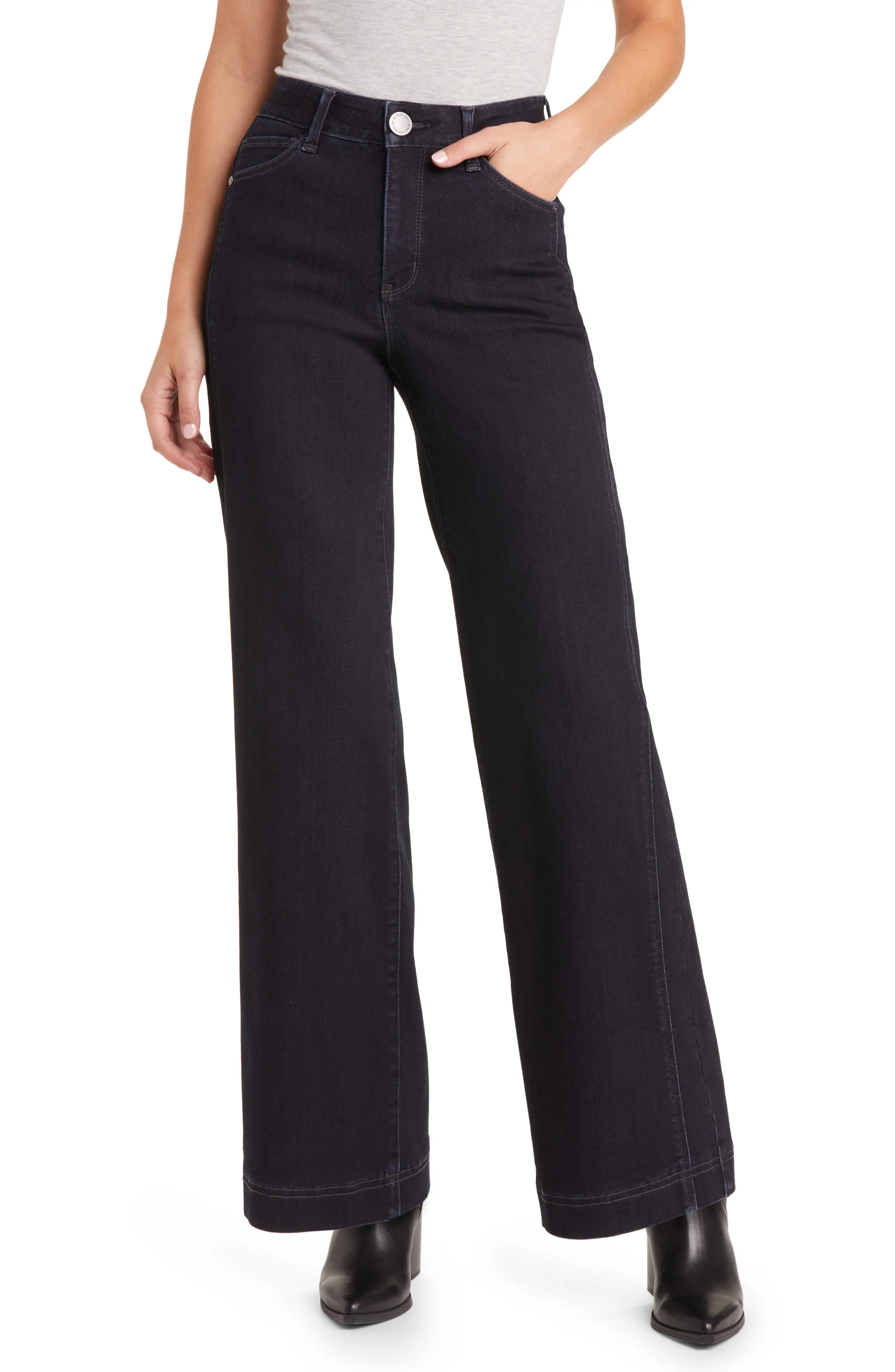 Wit & Wisdom Gracie 'Ab'Solution Skyrise Wide Leg Jeans in Mid Blue at Nordstrom, Size 00 | Nordstrom