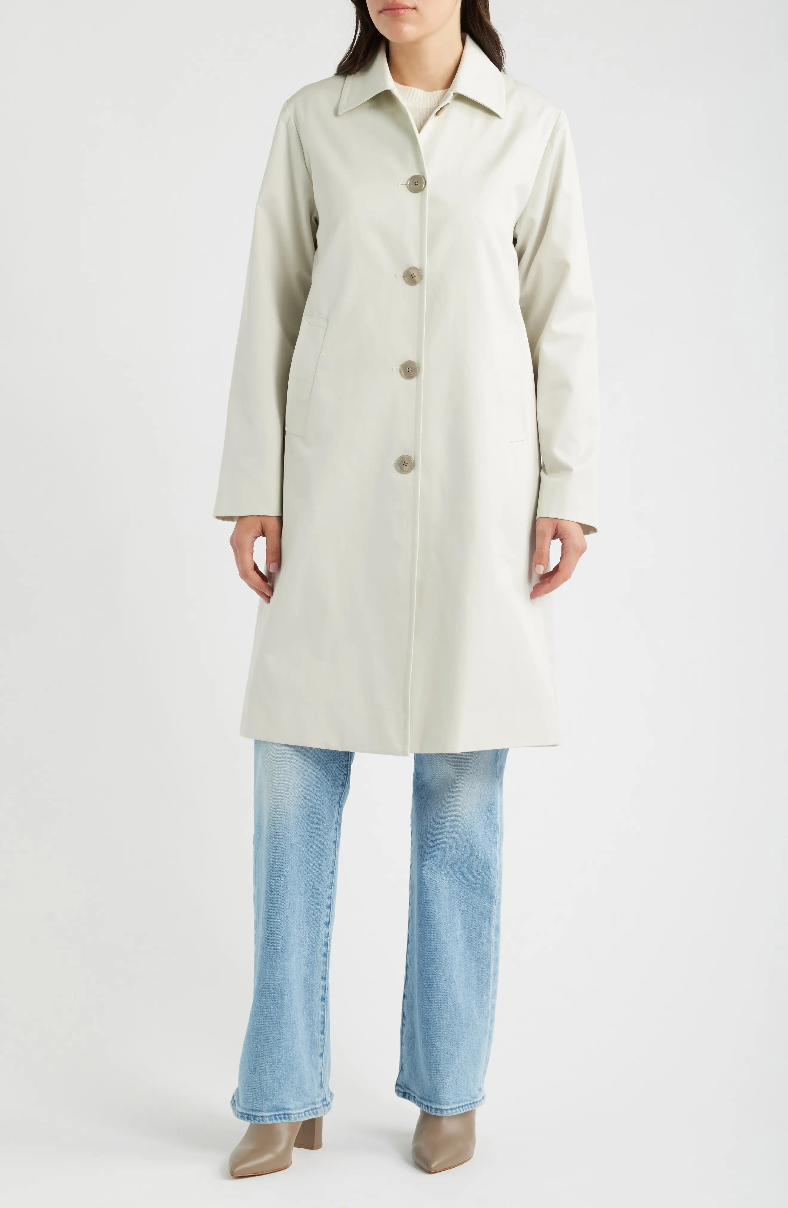 Fleurette Carson Water-Resistant Raincoat in Stone at Nordstrom, Size X-Small | Nordstrom