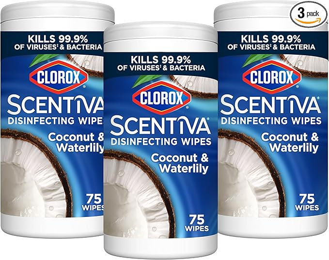 CLOROX Scentiva Disinfecting Wipes, Coconut and Waterlily, 75 Count (Pack of 3) | Amazon (US)