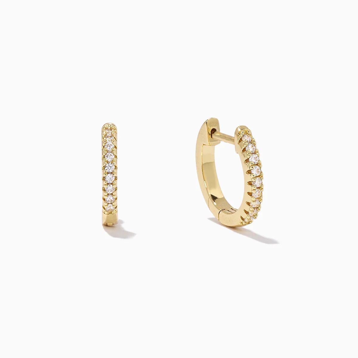 Gold Tiny Pavé Huggie Earrings | Small Gold Hoops | Uncommon James | Uncommon James