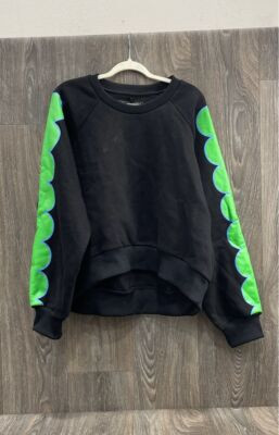 Cynthia Rowley Black and Neon Green Long Sleeve Sweatshirt NWT - Size L  | eBay | eBay US