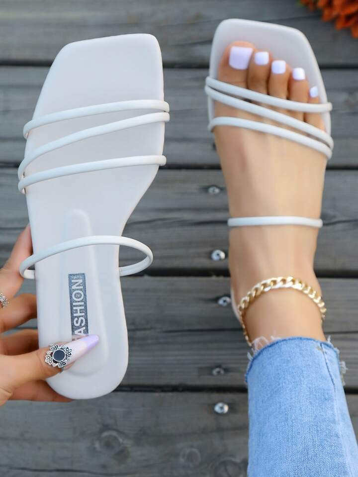 Women Minimalist Slide Sandals, Elegant Summer Flat Sandals | SHEIN