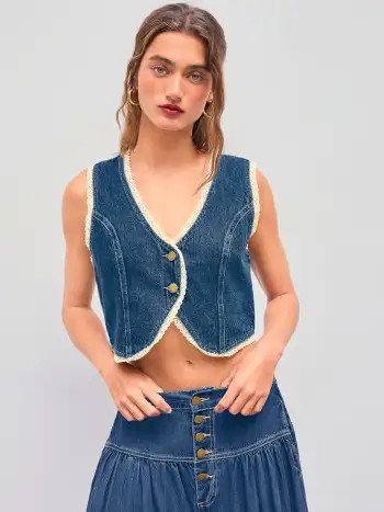 Denim High Rise Solid Tiered Button Pocket Maxi Skirt | Cider