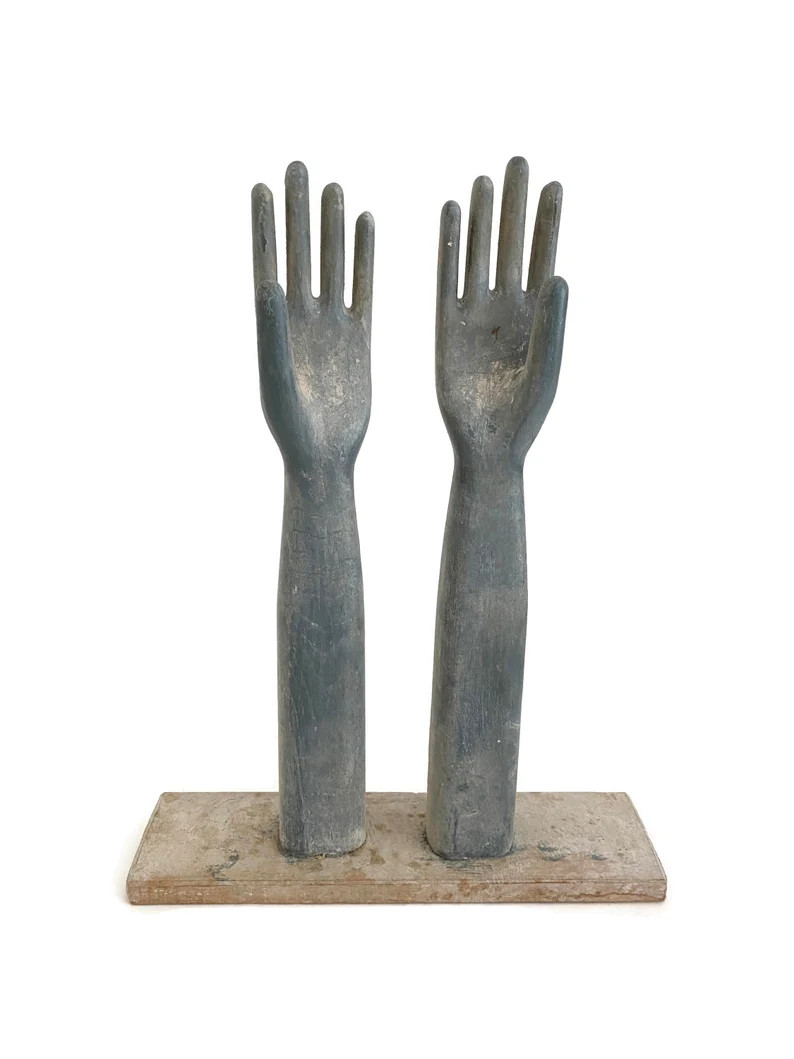 Vintage Glove Mold Hand Carved Wood Jewelry Stand Display | Etsy (US)